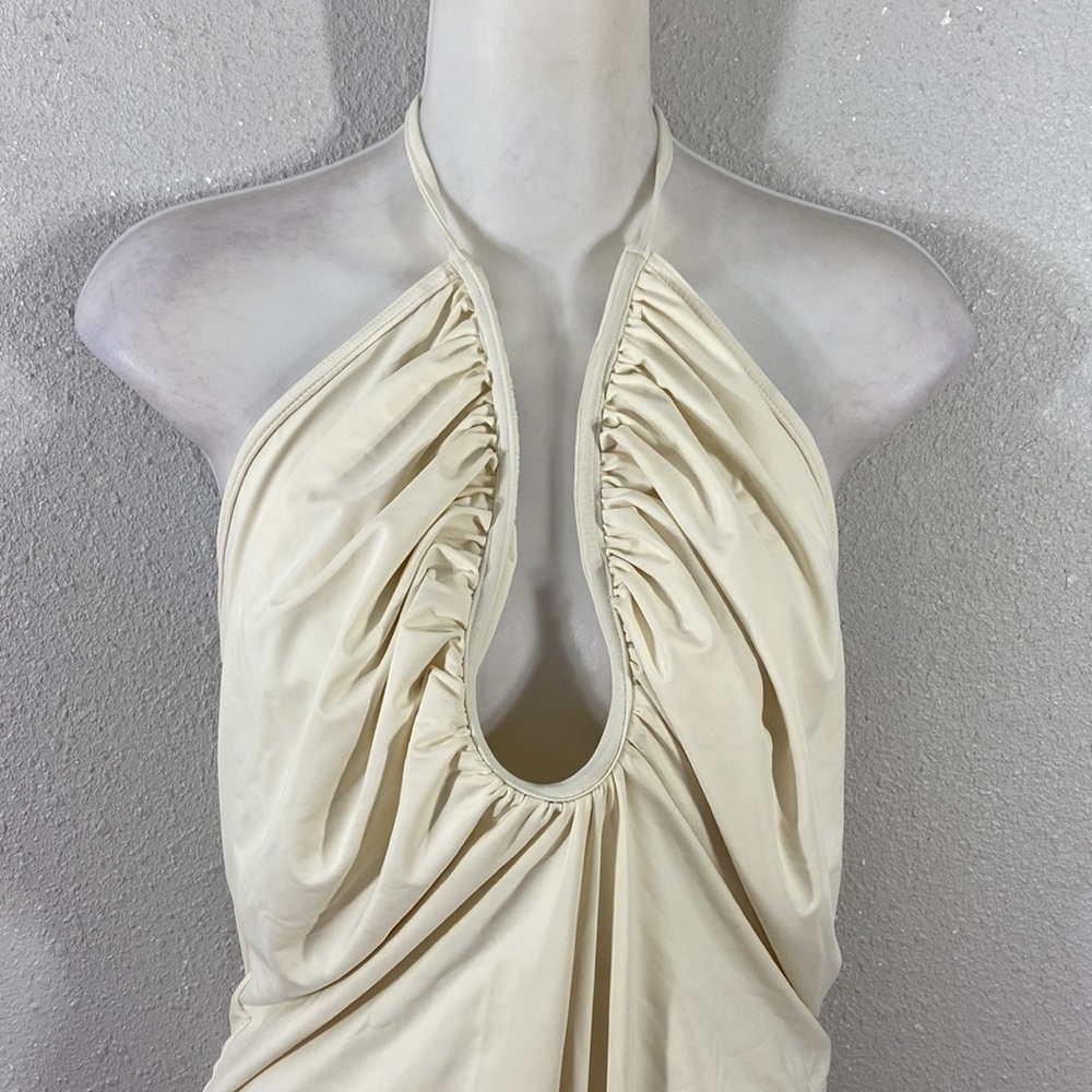 NWOT Good American Leilani Ivory Halter One Piece Swimsuit 7 4X - Picture 6 of 16